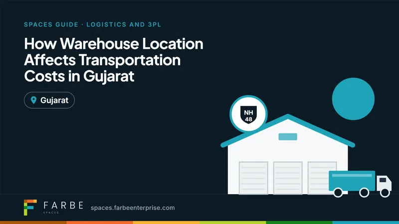 Cover image for “How Warehouse Location Affects Transportation Costs in Gujarat”, a Farbe Spaces guide