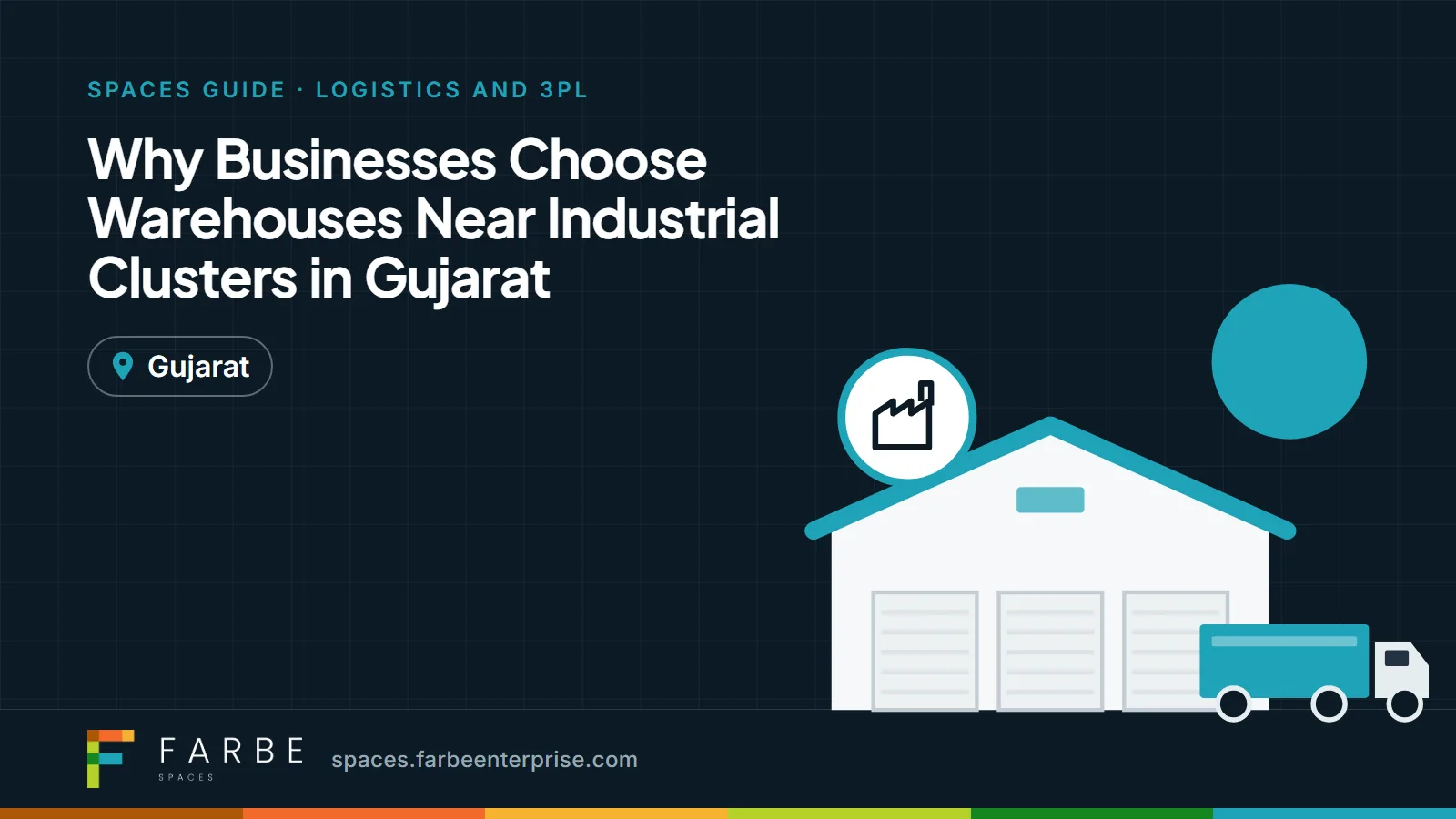 Cover image for “Why Businesses Choose Warehouses Near Industrial Clusters in Gujarat”, a Farbe Spaces guide